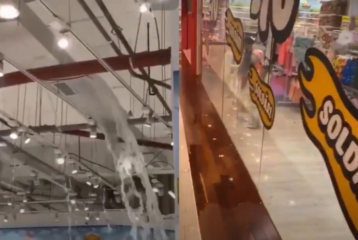 Mall din Cluj, INUNDAT de ploile torențiale. A plouat „cu găleata” în magazine. VIDEO